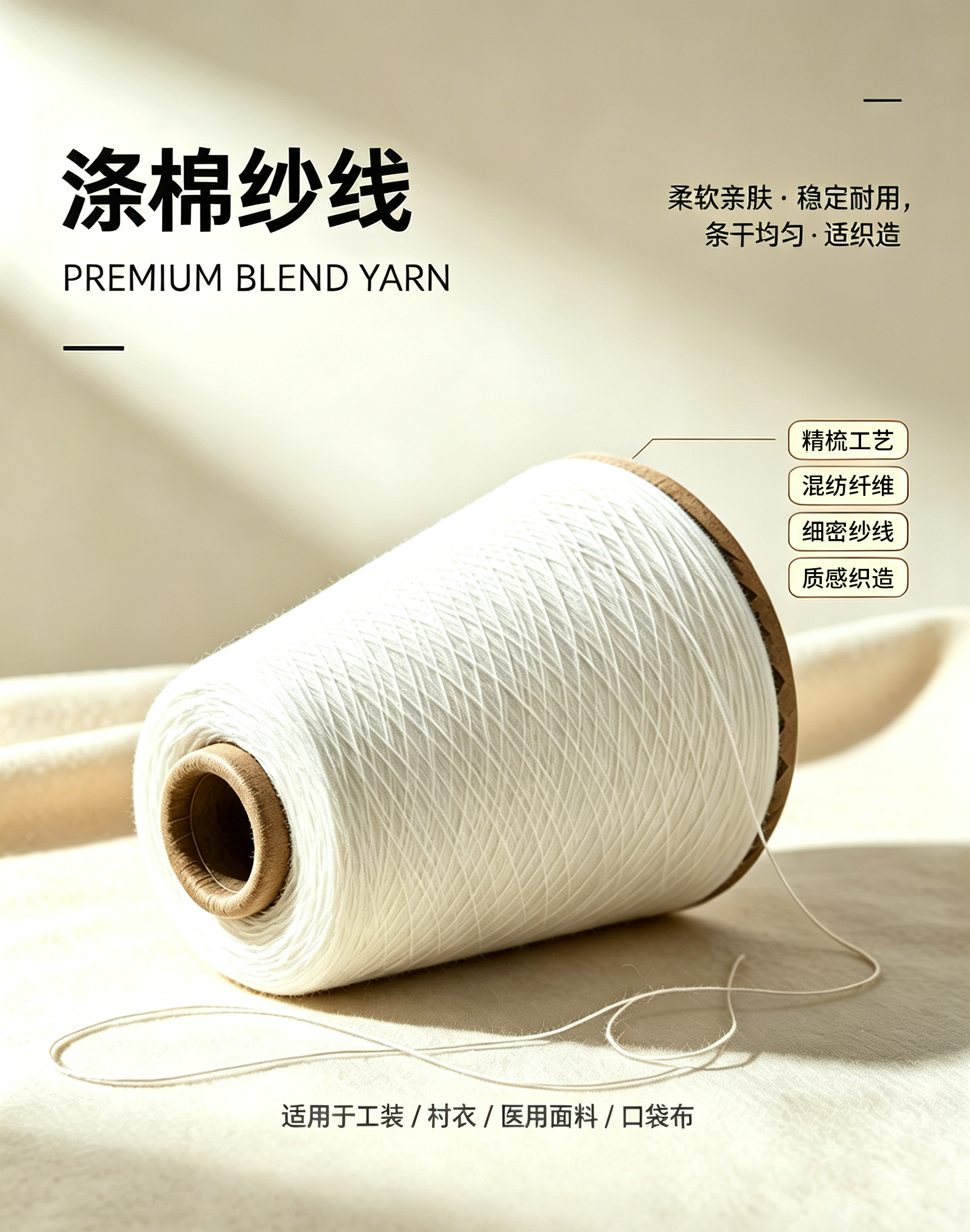 深耕涤棉纺织，以匠心纱线，织品质面料
